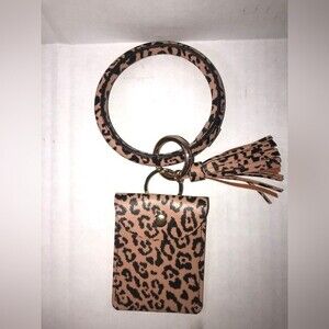 Leopard Key Ring Wallet Bracelet Tassel Keychain Credit Card Holder coin purse